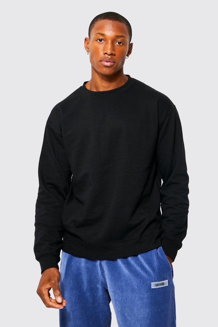 Black svart Basic Sweatshirt med rund hals