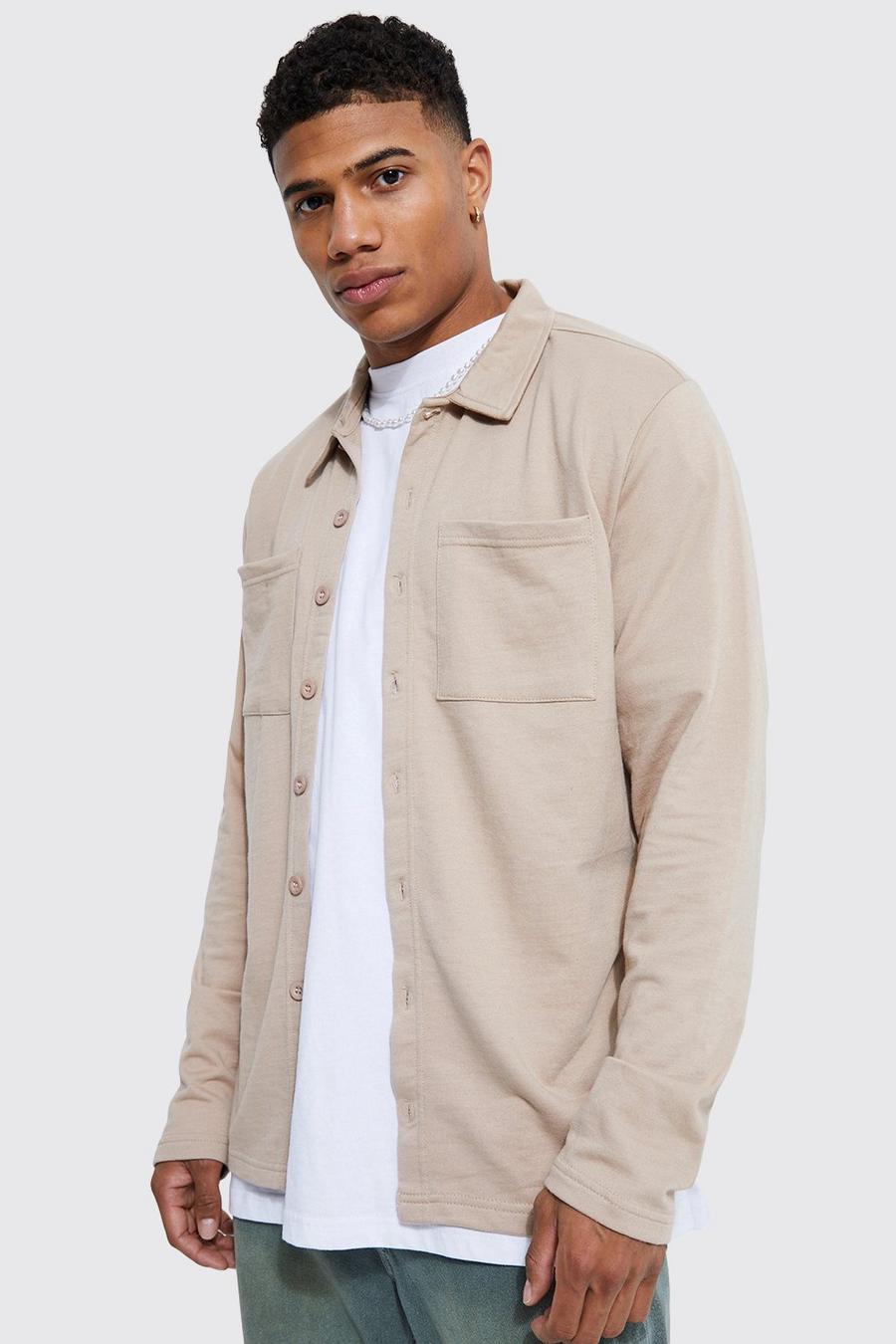 Taupe Jersey Overshirt image number 1