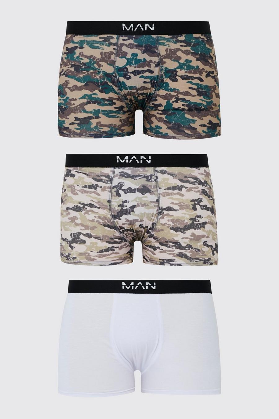 Multi Plus 3 Pack Camouflage Printed Boxers image number 1