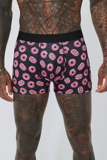 Black 3 Pack Doughnut Print Boxers