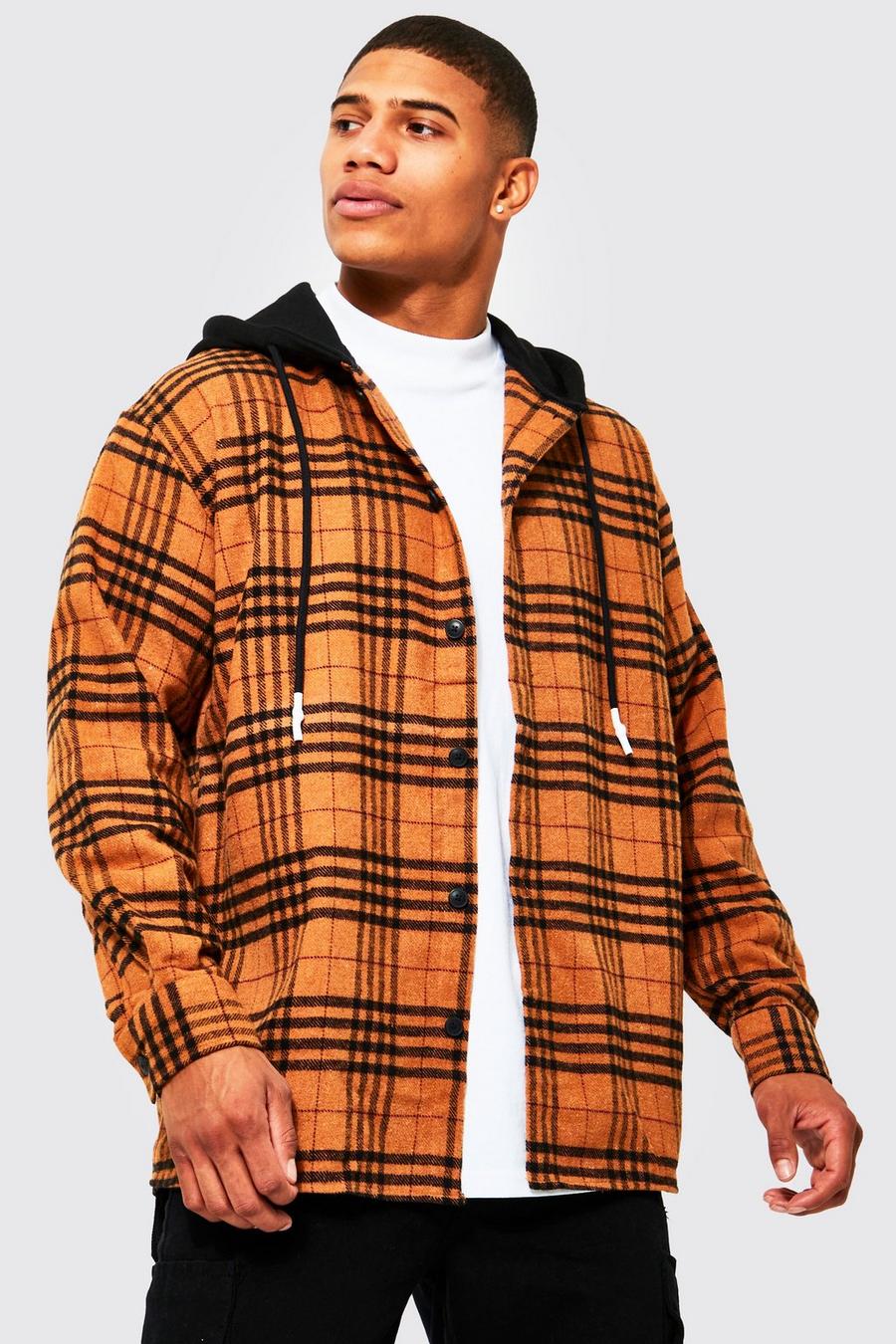 Yellow Hooded Check Overshirt image number 1