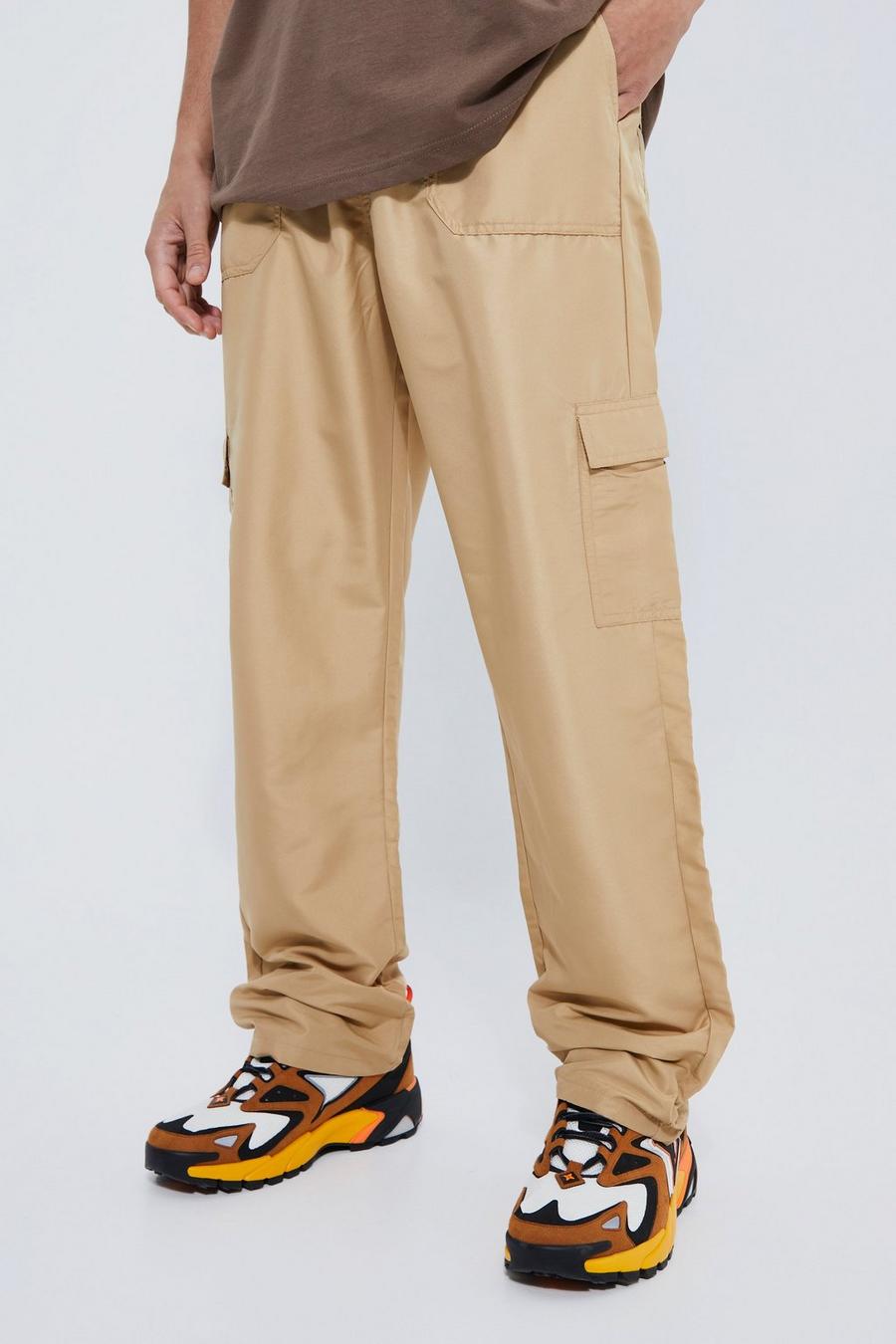 Stone Elastic Waist Relaxed Fit Shell Cargo Trouser image number 1