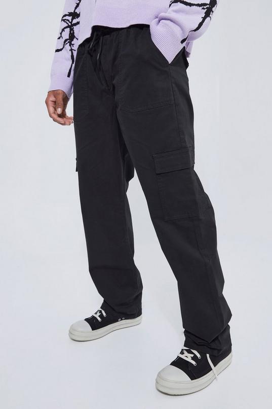Men's Elastic Waist Relaxed Fit Cargo Trouser | Boohoo UK