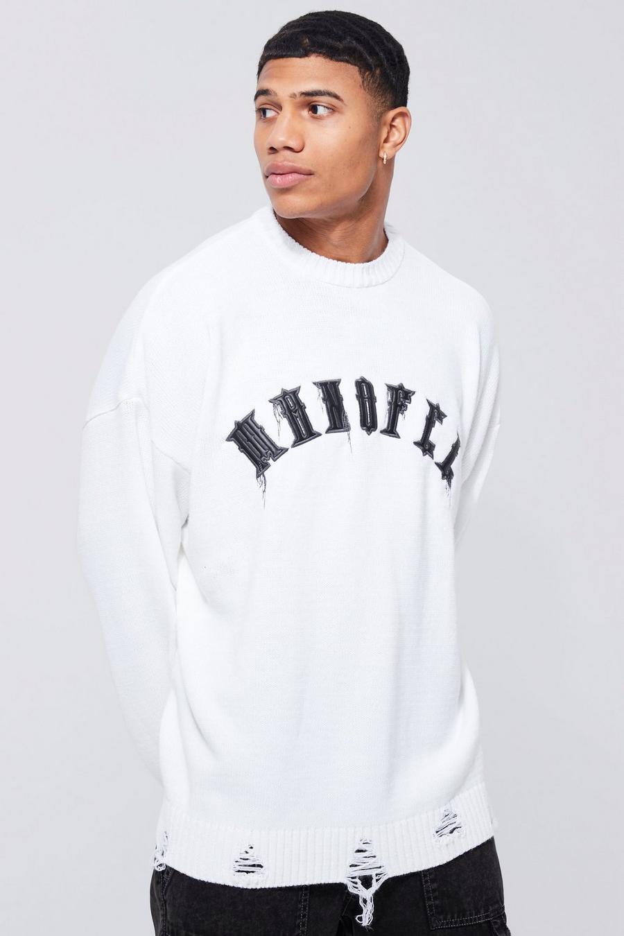 PU Man Official Strickpullover, White