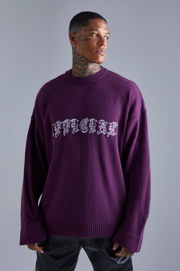 Gothic Official Embroidered Knitted Jumper purple