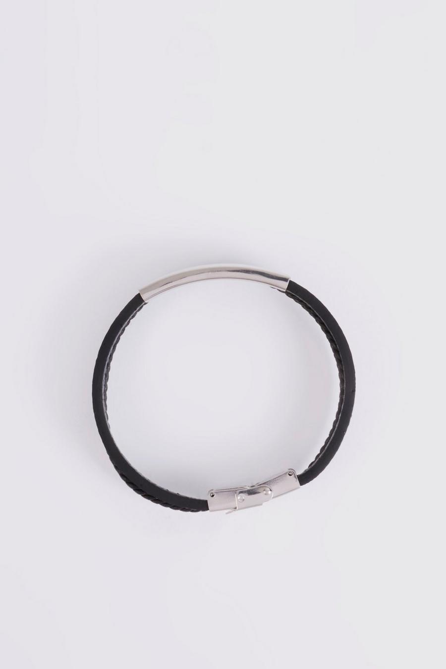 Black Pu Bar Detail Bracelet image number 1