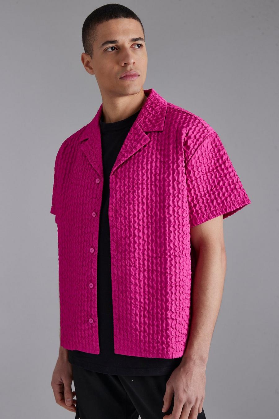 Pink Short Sleeve Boxy Extreme Texture Shirt  image number 1