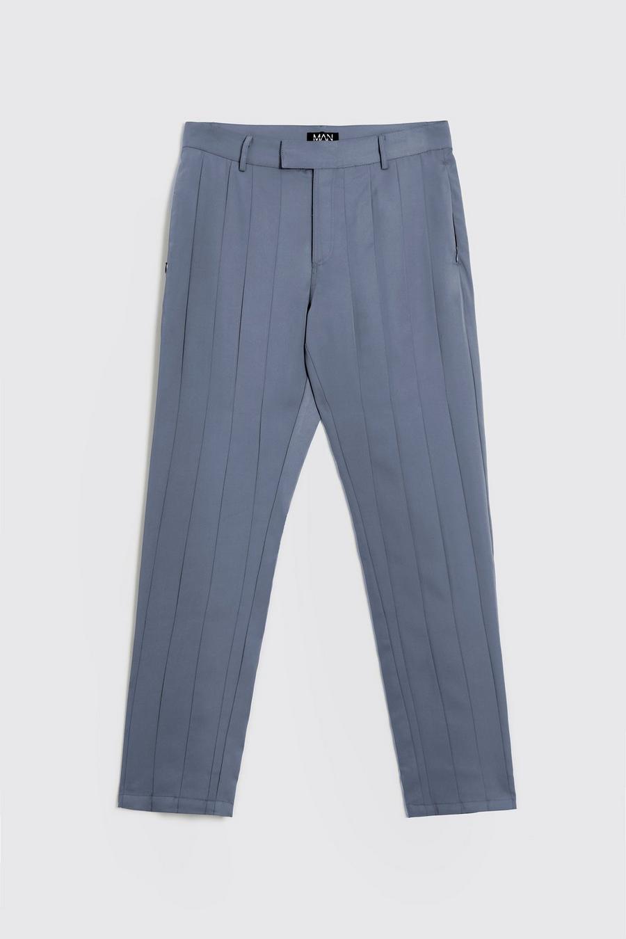 Grey Slim Fit Smart Pleated Trousers