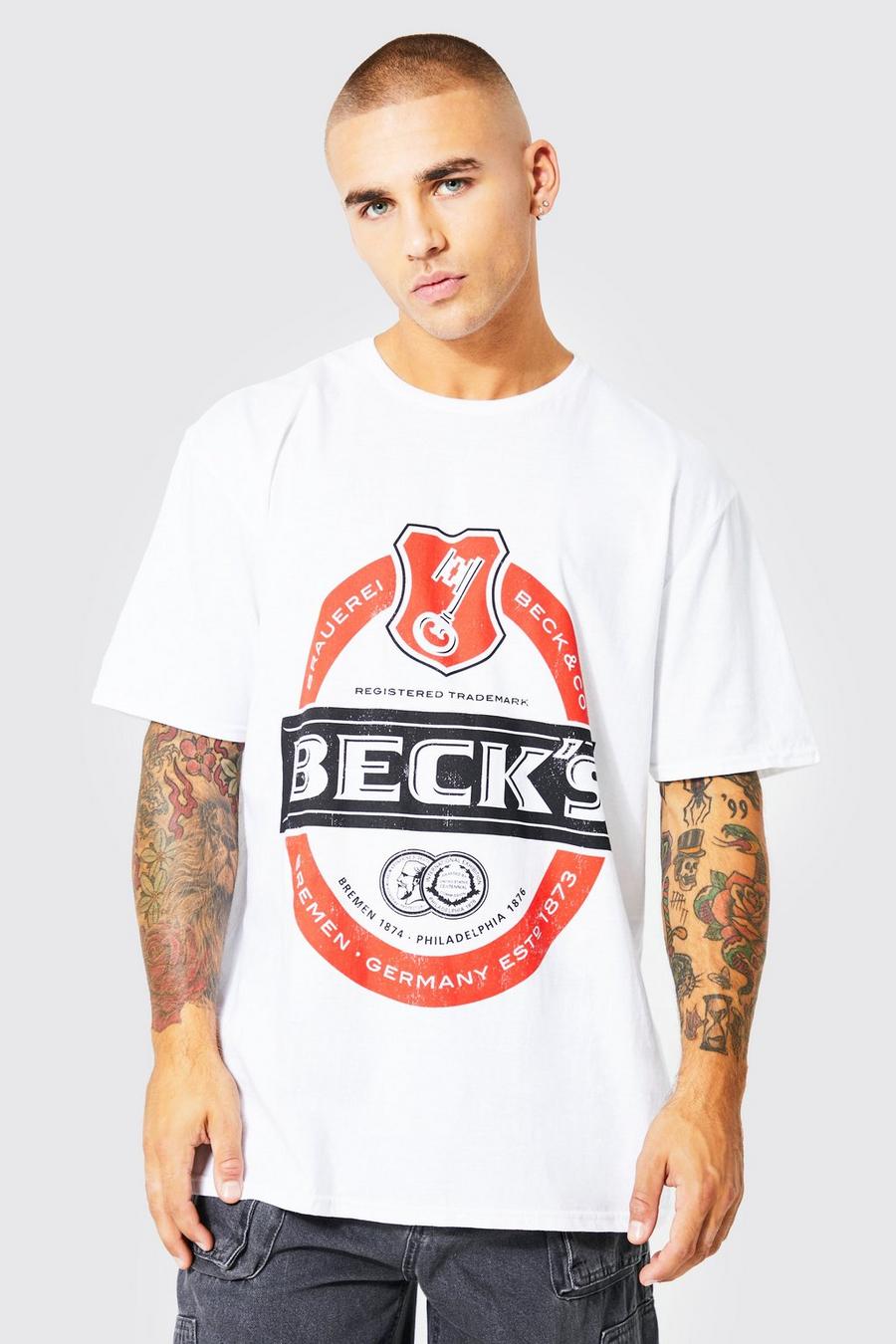 T-shirt oversize à imprimé Beck, White image number 1