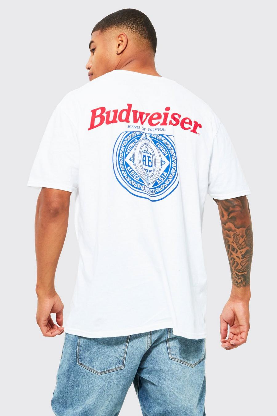 White weiß Oversized Budweiser License T-shirt 