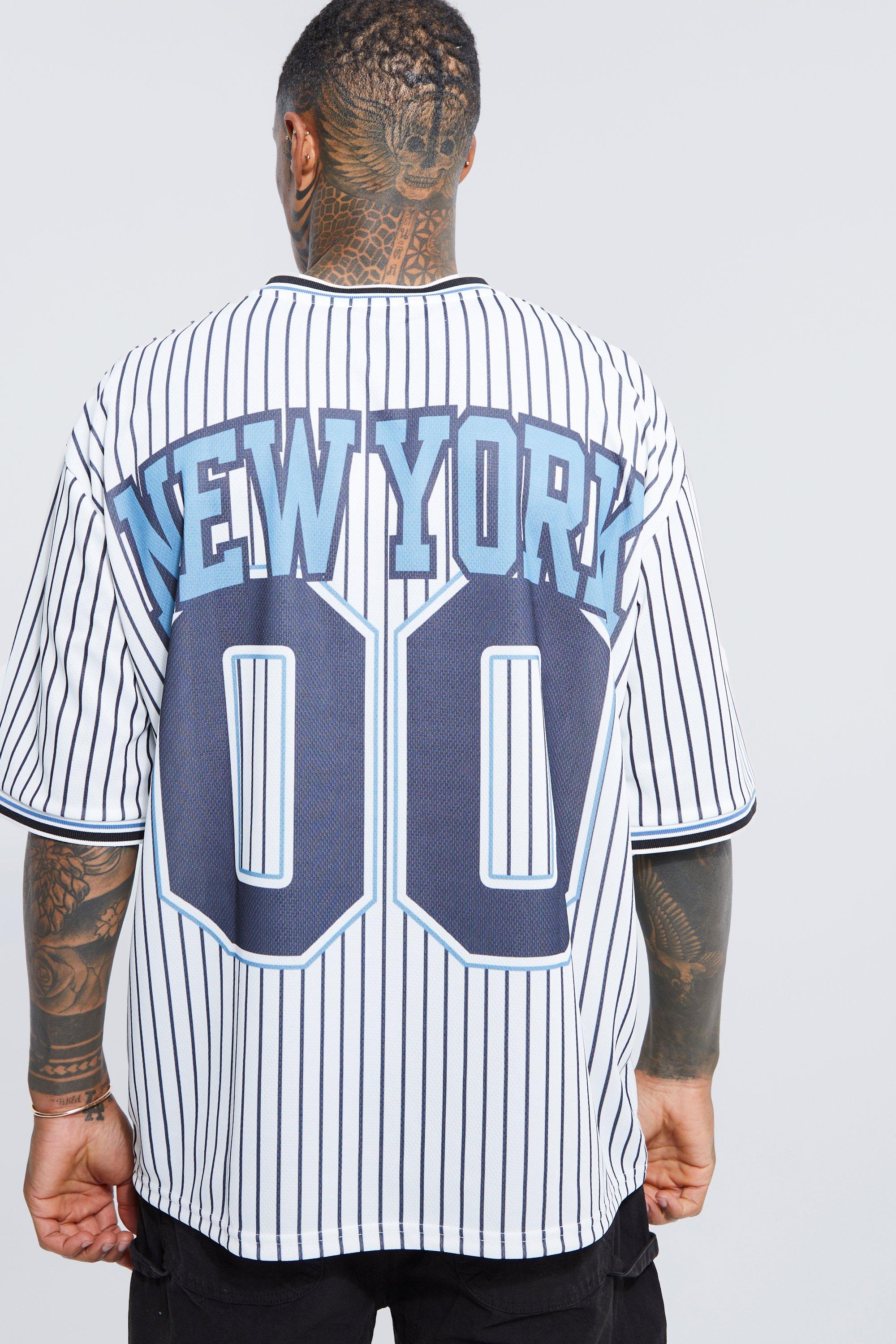 Oversized V Neck Varsity Mesh Stripe T-shirt | boohoo NO
