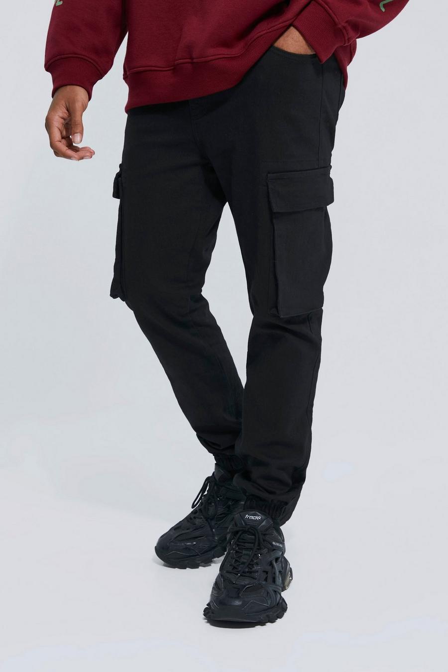 Skinny Stretch Cargo Jogger-Jeans, True black image number 1