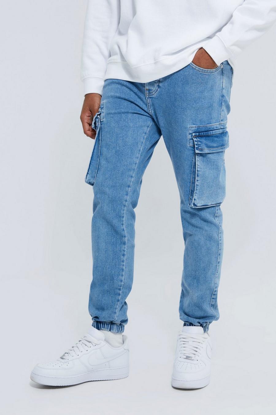 Skinny Stretch Cargo Jogger-Jeans, Light blue image number 1