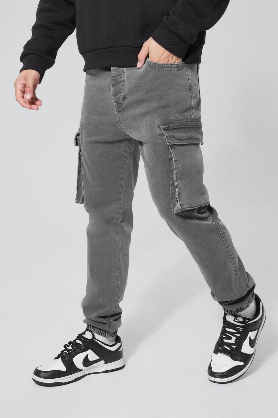 Skinny Stretch Cargo Jogger-Jeans, Mid grey