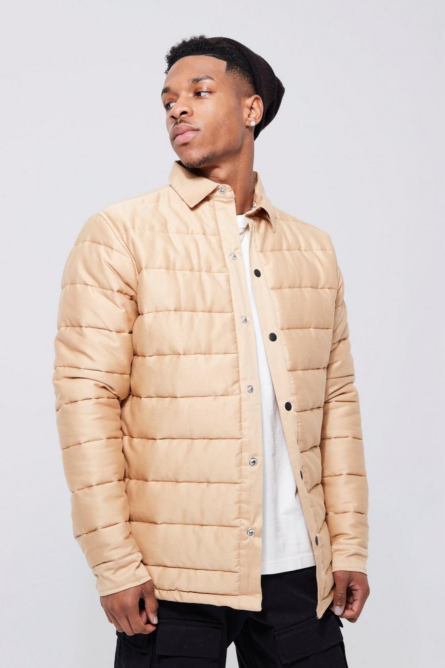 Taupe beige Quilted Twill Overshirt image number 1