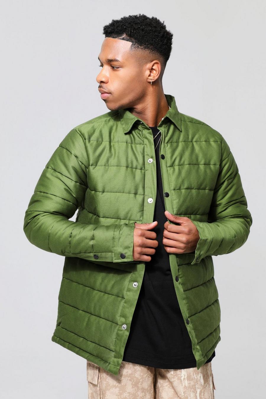 Khaki Quilted Twill Overshirt image number 1