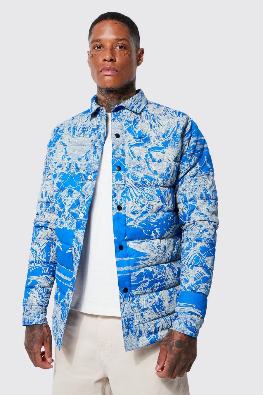 Cobalt Quilted Renaissance Twill Overshirt image number 1