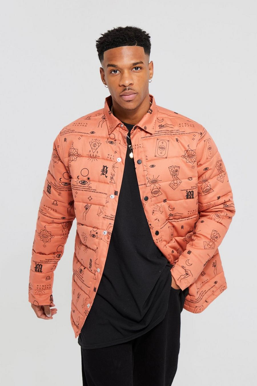 Burnt orange Quilted Tarrot Twill Overshirt image number 1
