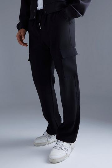 Elasticated Waist Relaxed Fit Cargo Trouser black