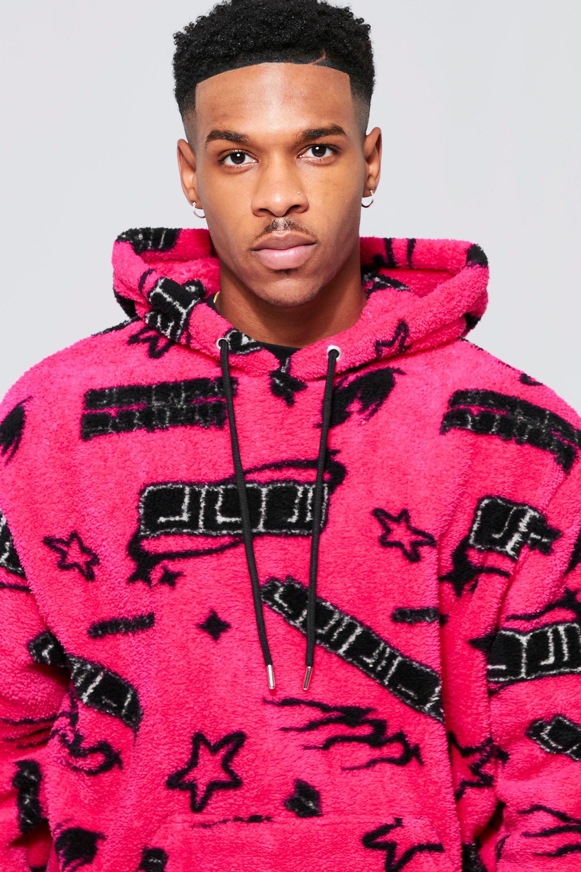 Pink shop borg hoodie