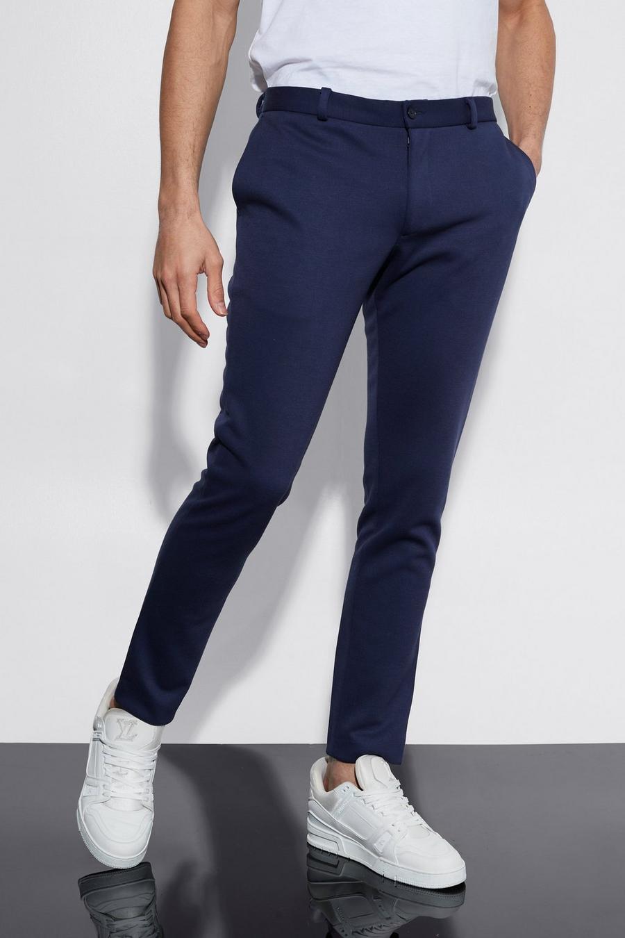 Pantaloni Skinny Fit in jersey pesante parzialmente elasticizzato, Navy blu oltremare