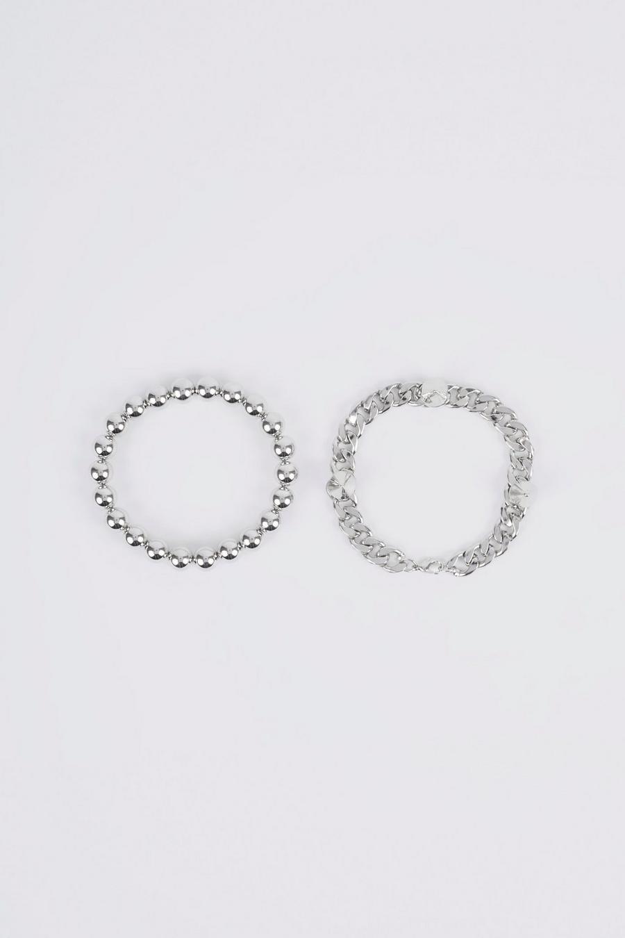 Silver 2 Pack Chain Bracelets
