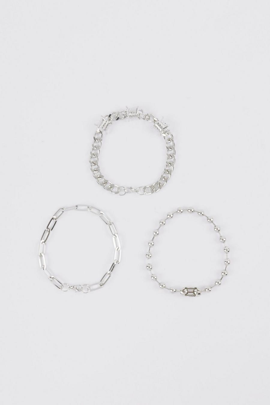 Silver 3 Pack Barbed Wire Bracelets image number 1