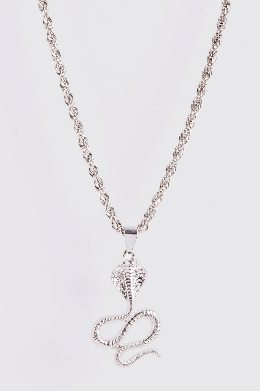 Silver Cobra Pendant Necklace image number 1