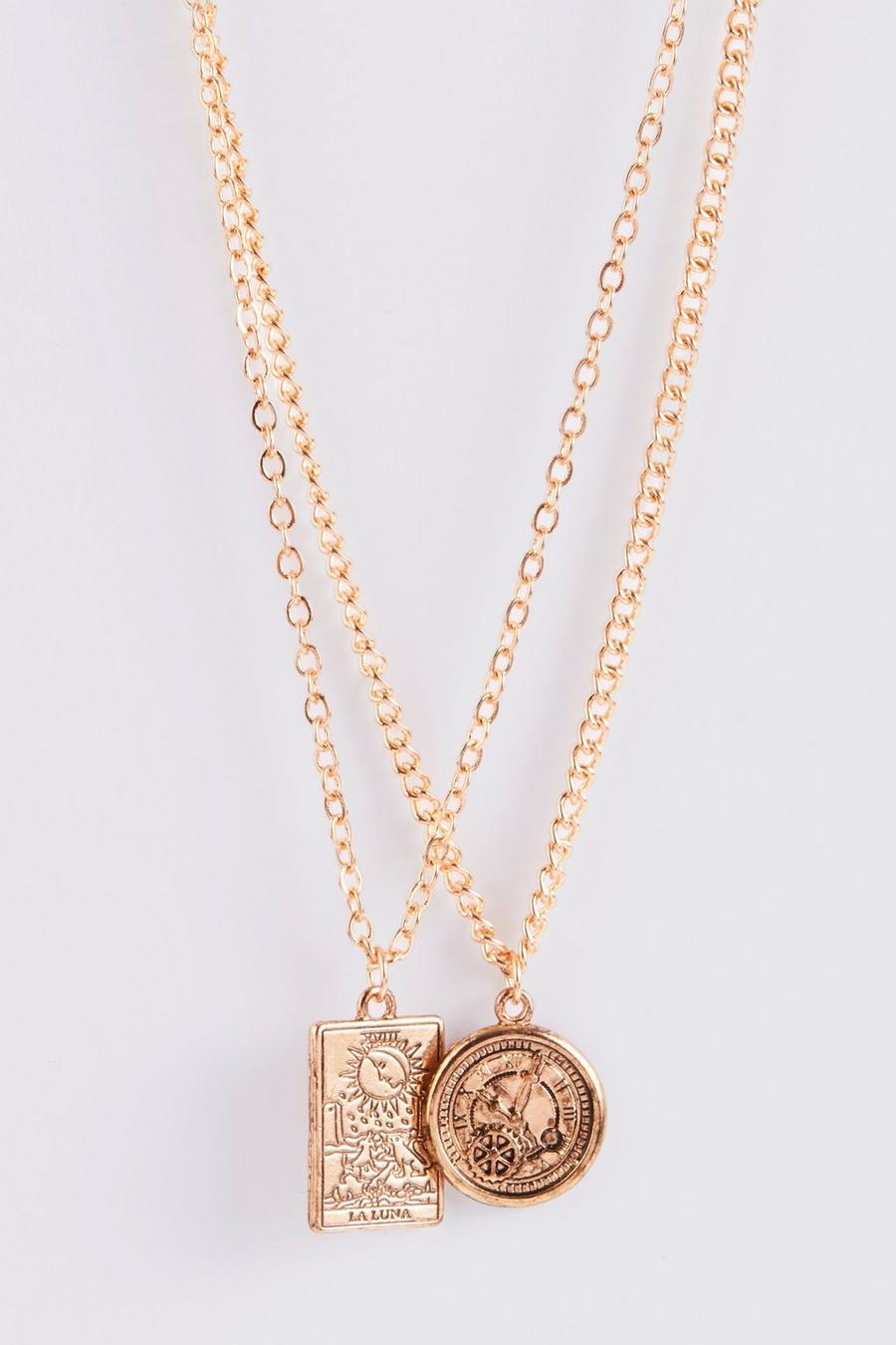 Gold 2 Pendant Chain Necklaces image number 1