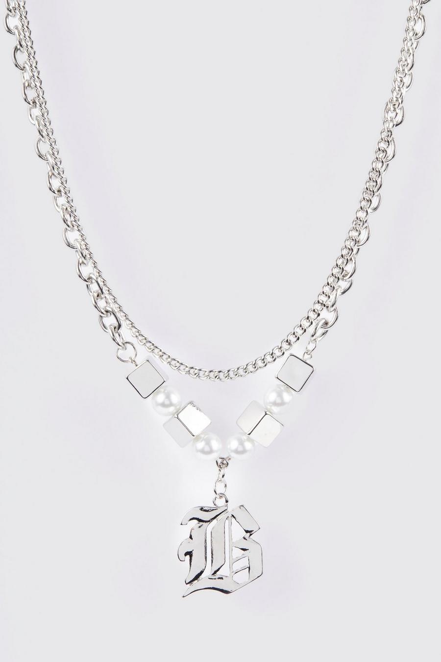 Silver Gothic B Multi Layer Necklace image number 1