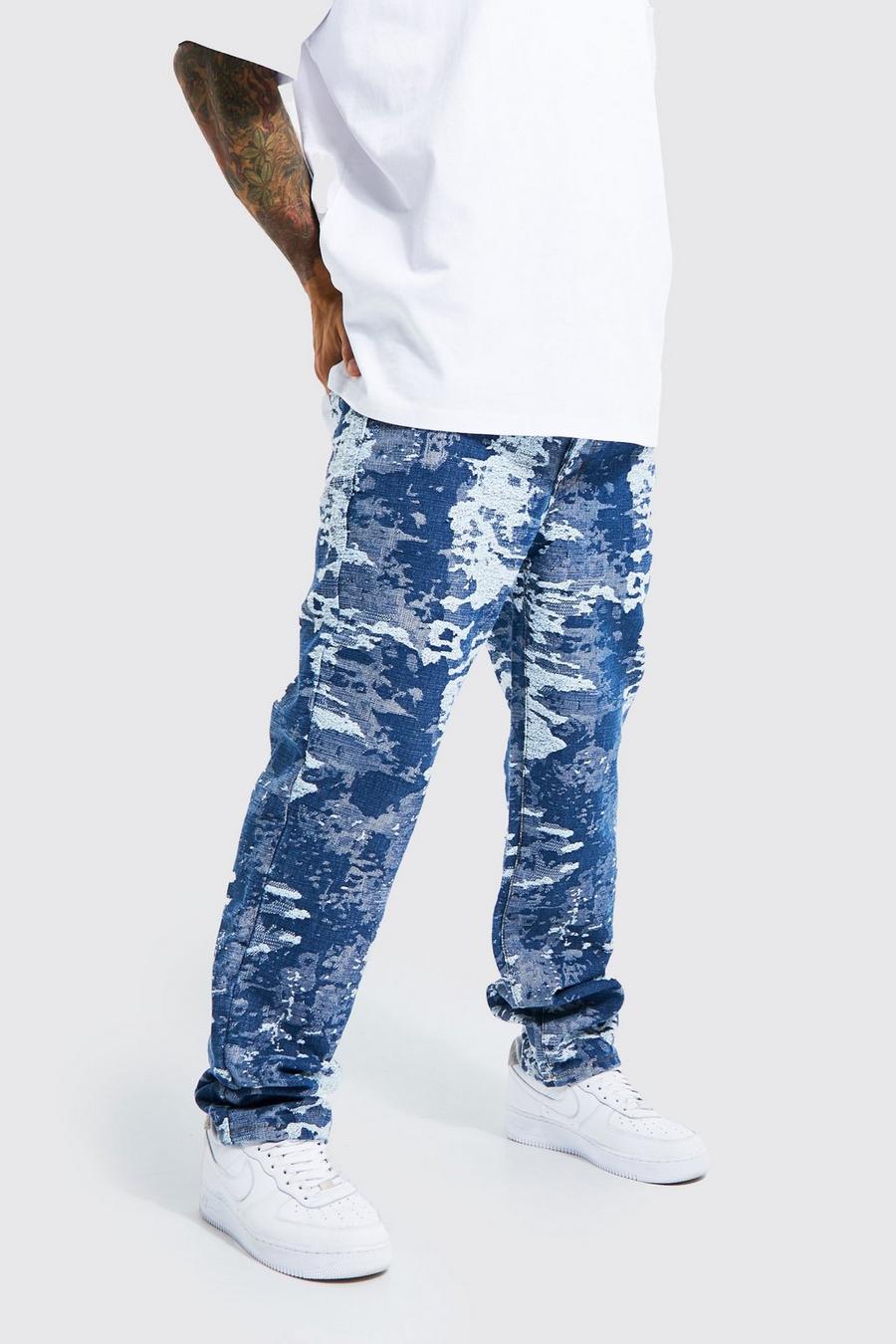 Mid blue Relaxed Textured Jeans image number 1