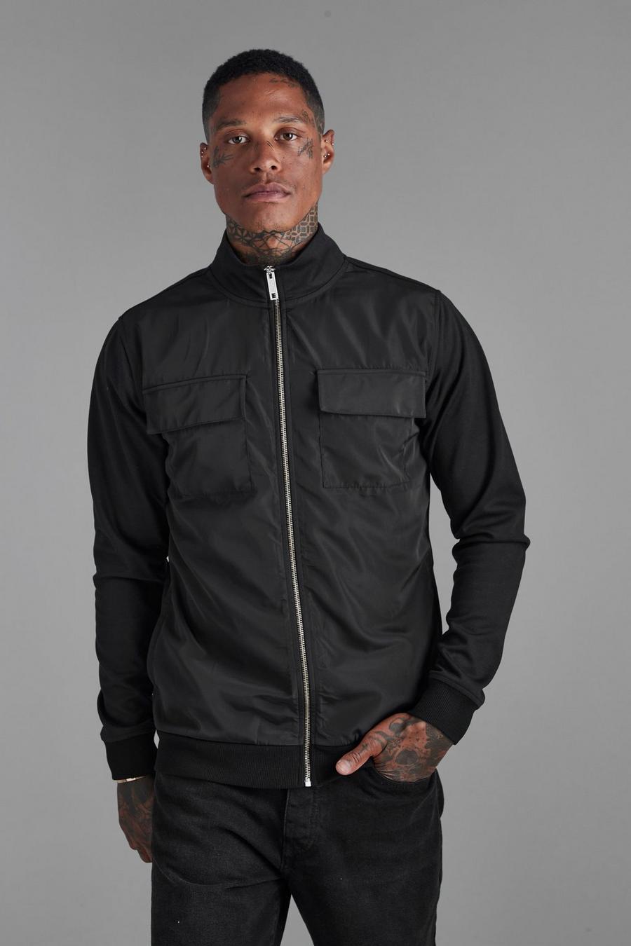 Slim-Fit Premium Jacke mit Trichterkragen, Black noir