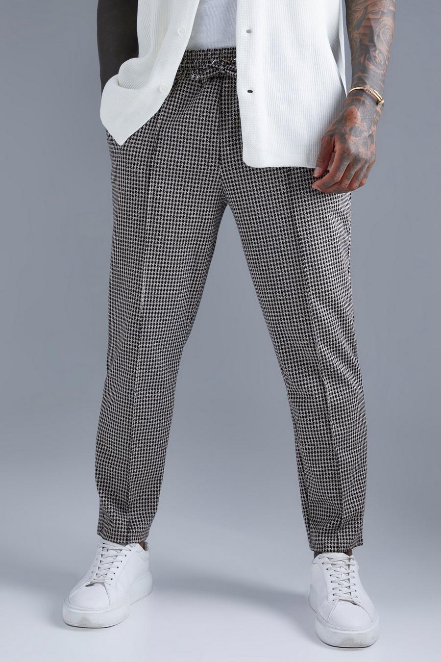 Black Tapered Dogtooth Jacquard Pintuck Jogger image number 1
