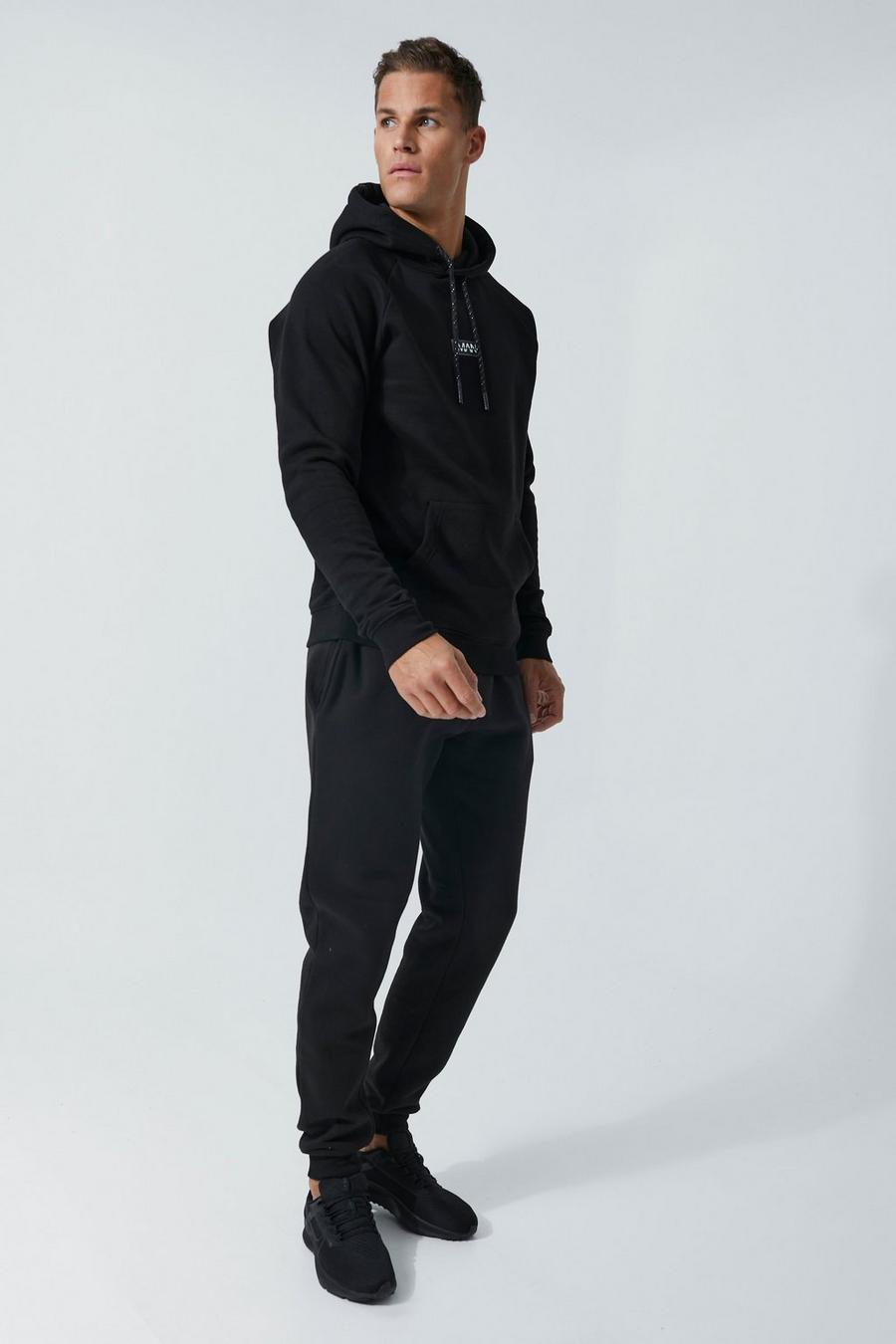 Black Tall Man Active  Training Hooded Tracksuit image number 1