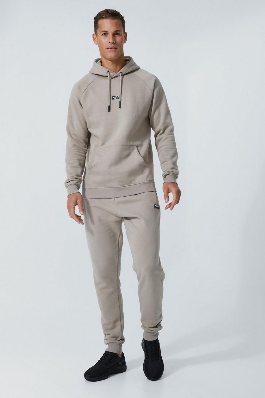 Taupe beige Tall Man Active  Training Hooded Tracksuit   image number 1