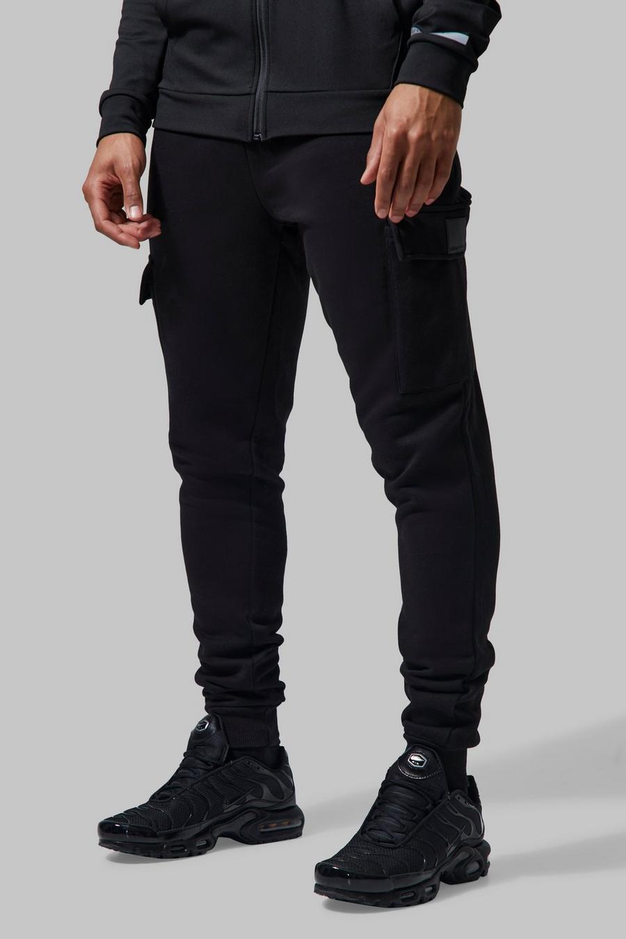 Black Tall Man Active Gym Cargo Jogger image number 1