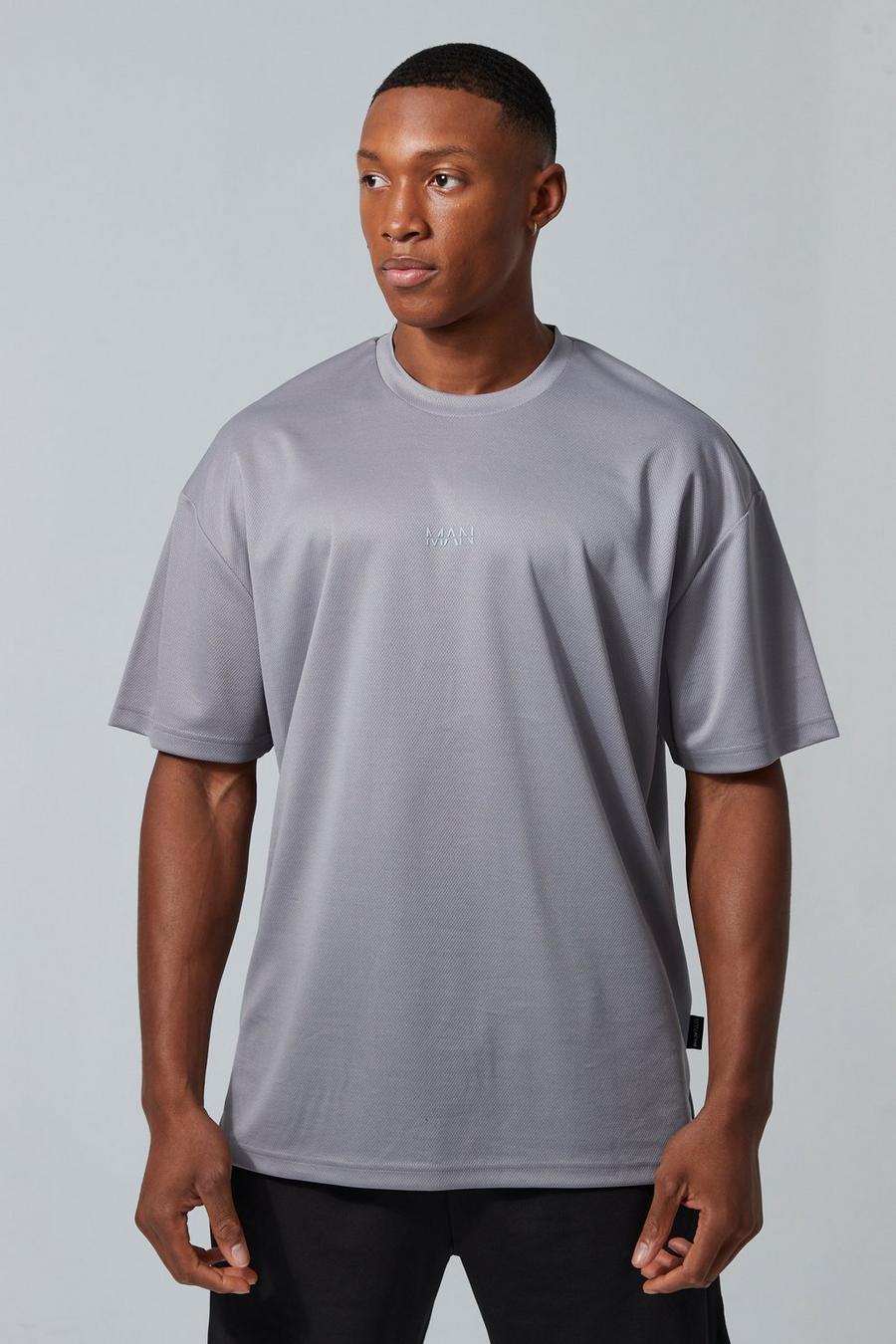 Camiseta oversize MAN Active de malla, Grey grigio