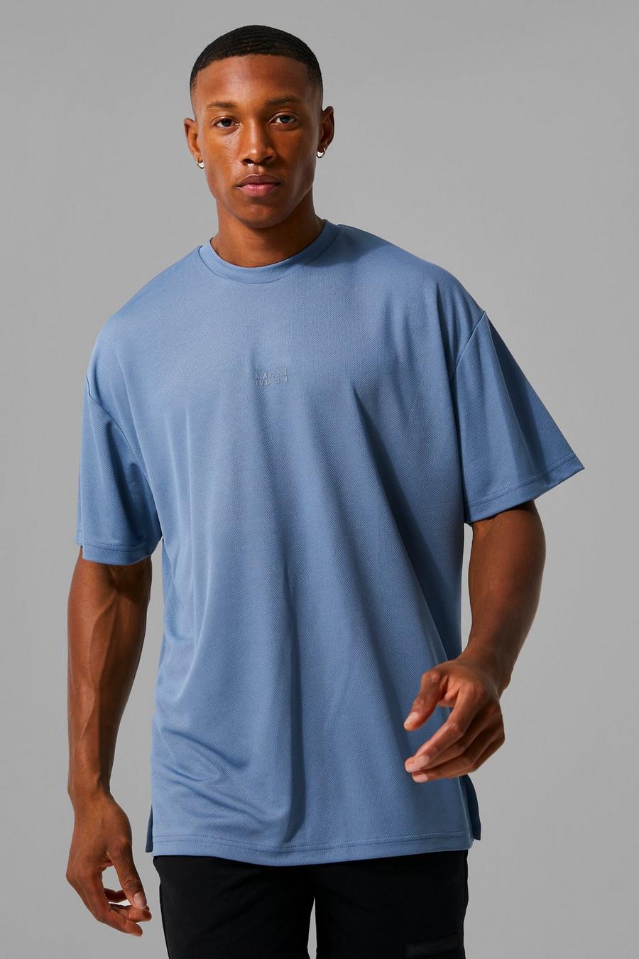 Dusty blue Man Active Mesh Oversized T-shirt image number 1