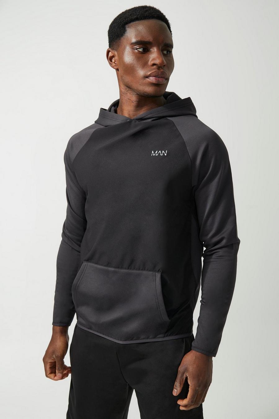 Charcoal Man Active Chest Panel Hoodie image number 1