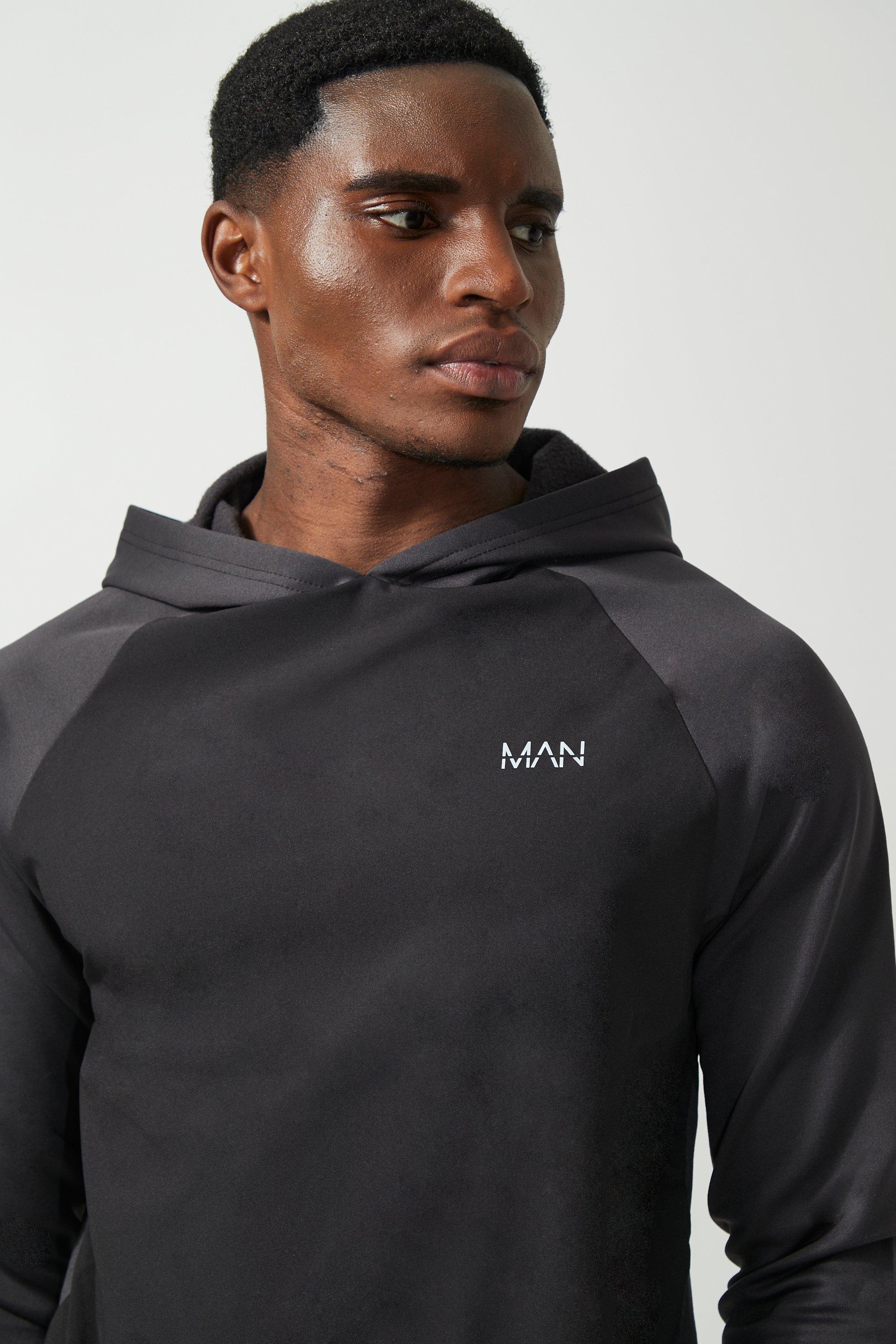 Man Active Chest Panel Hoodie boohoo NL