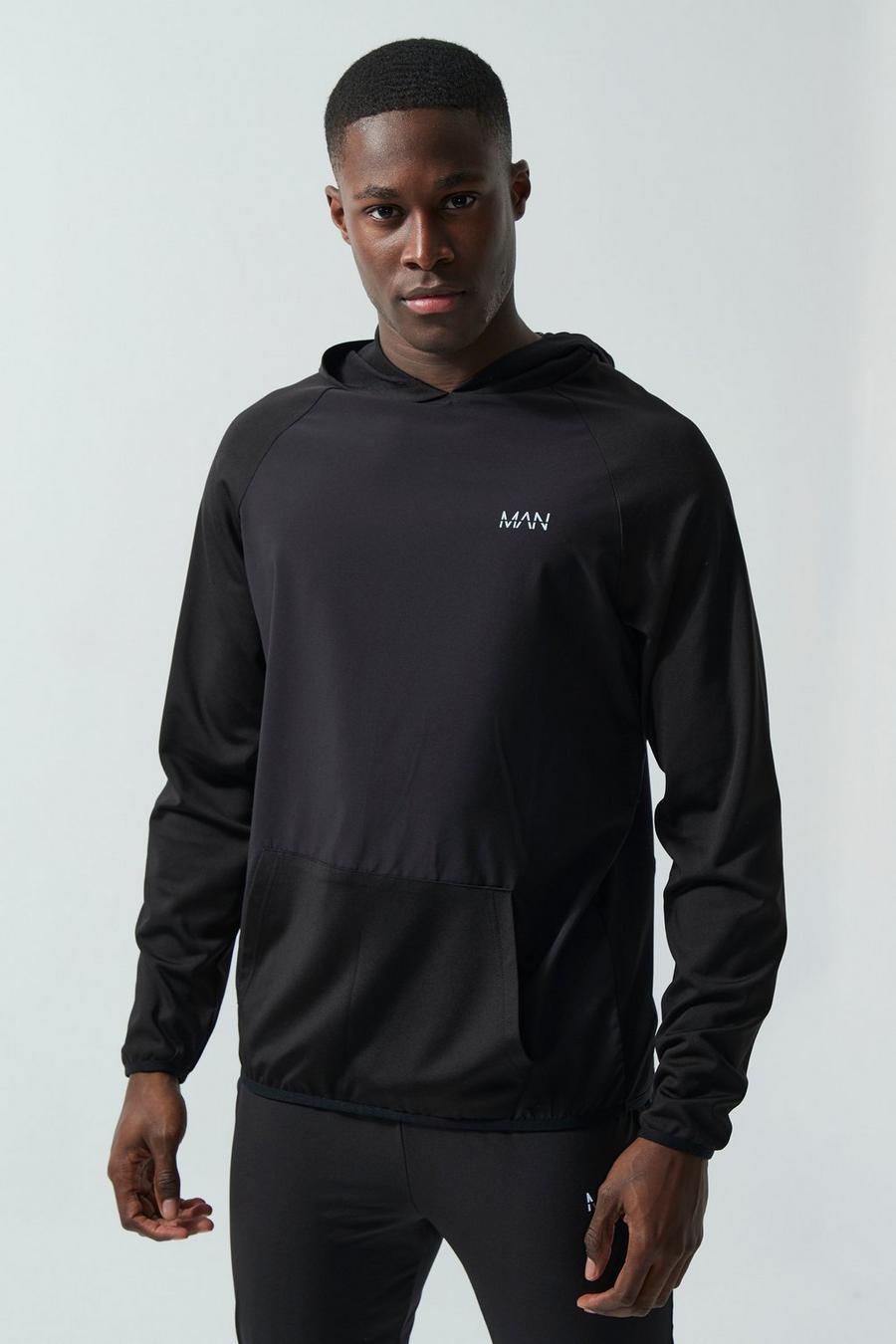 Black Man Active Chest Panel Hoodie image number 1