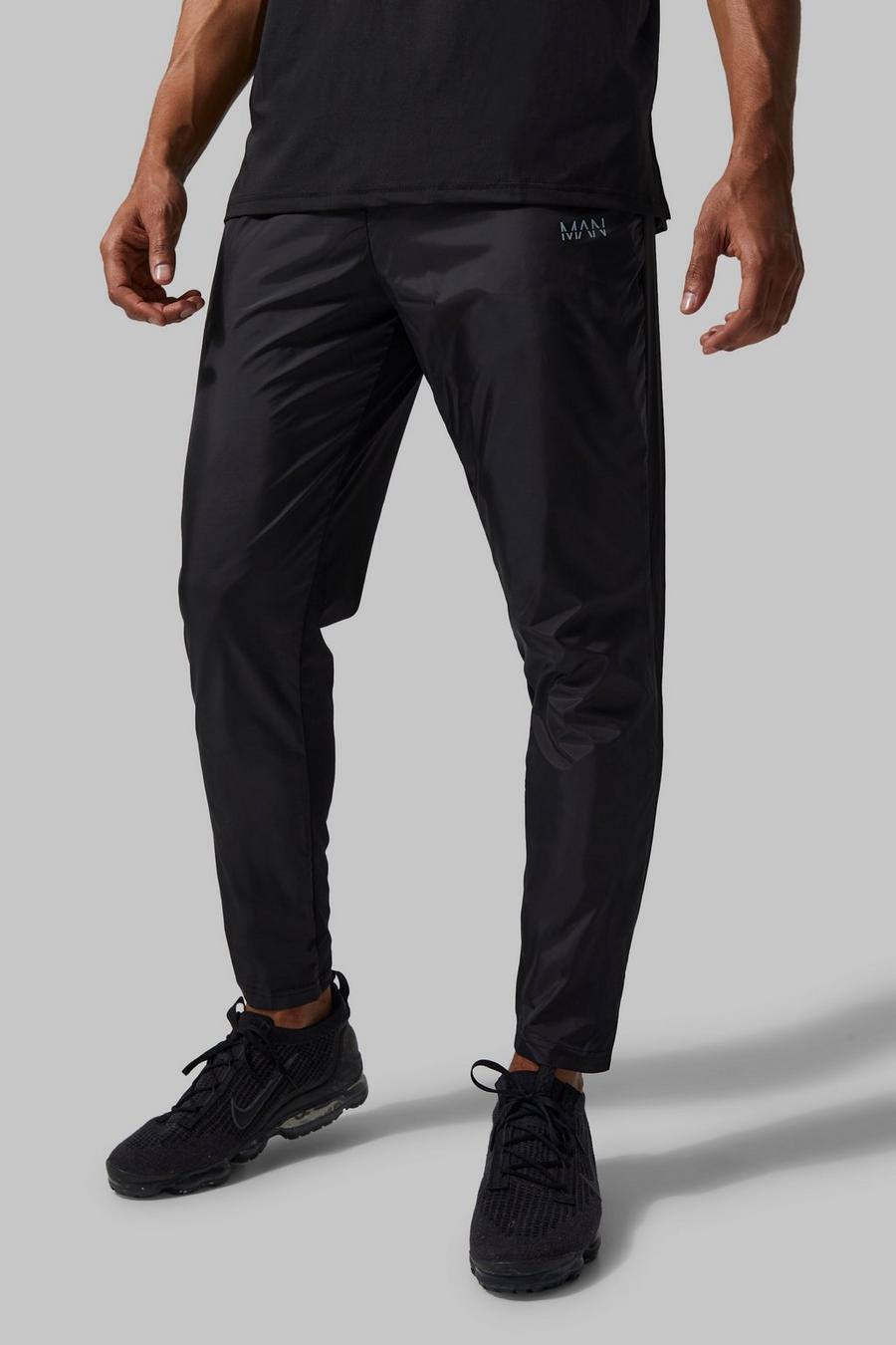 Pantalón deportivo MAN Active ajustado con panel mate, Black negro