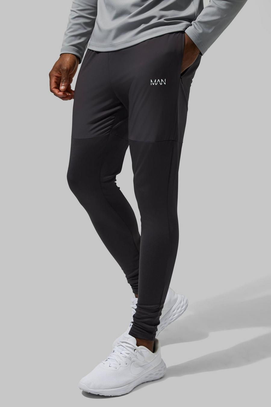 Charcoal grå Man Active Performance Legging Track Pant
