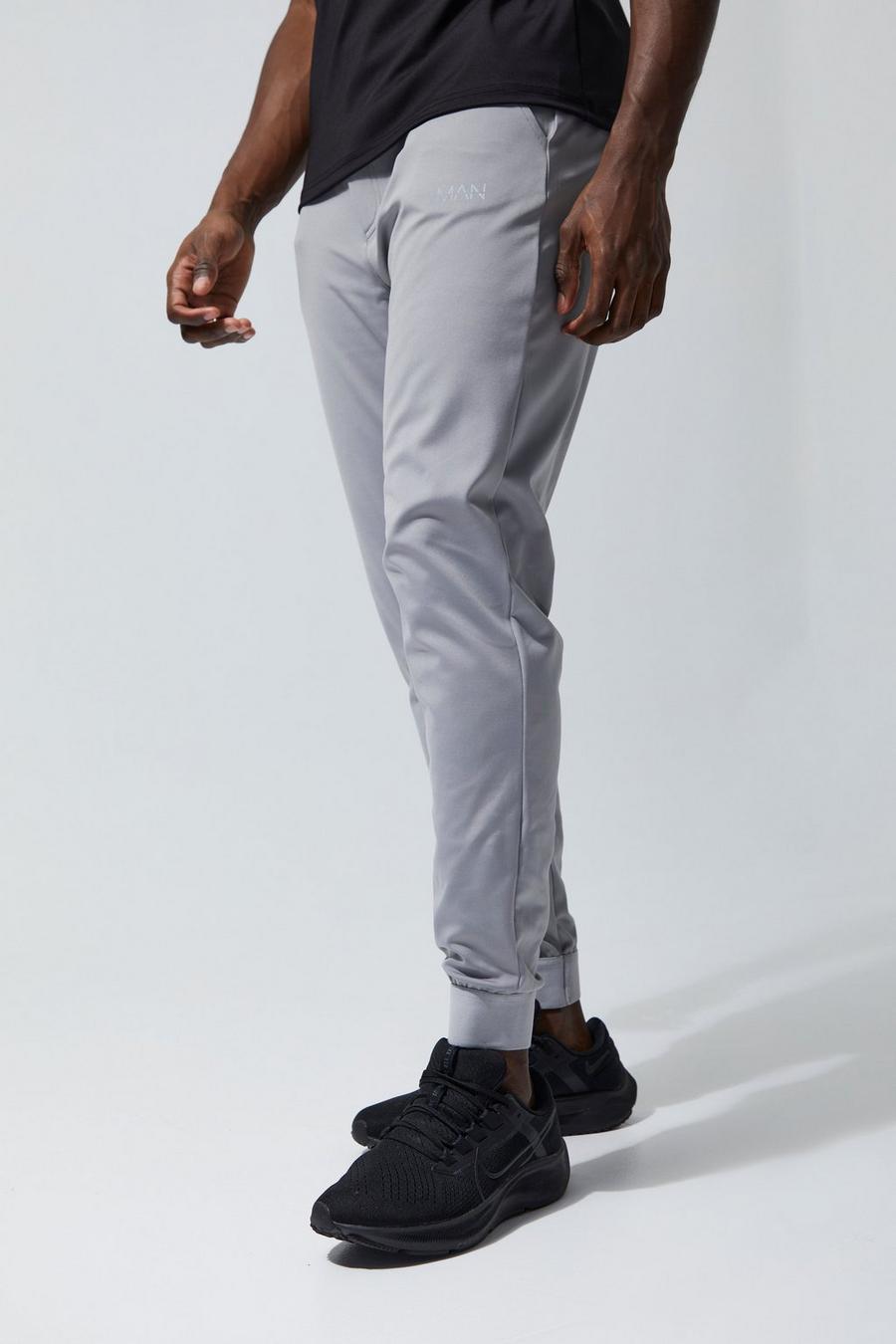 Pantalón deportivo MAN Active para el gimnasio con cintura fija, Grey gris