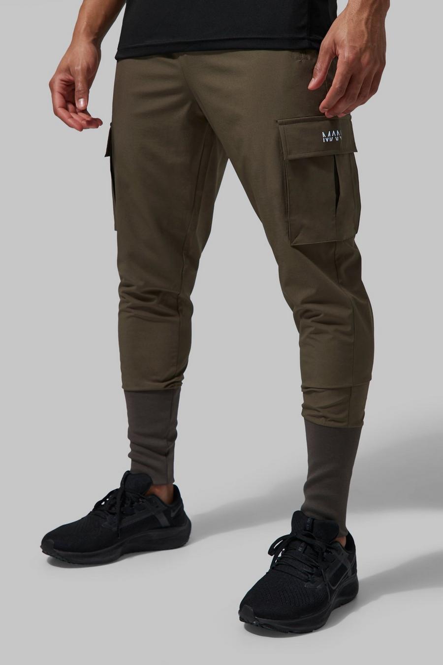 Khaki Man Active Stretch Cargo Joggers With Deep Cuff image number 1