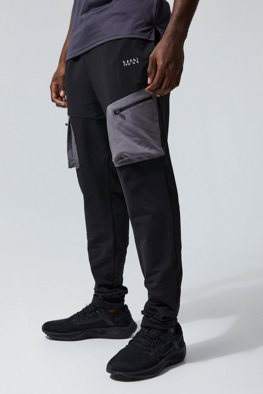 Pantaloni tuta Cargo Tall Man Active in Stretch tecnico, Black image number 1