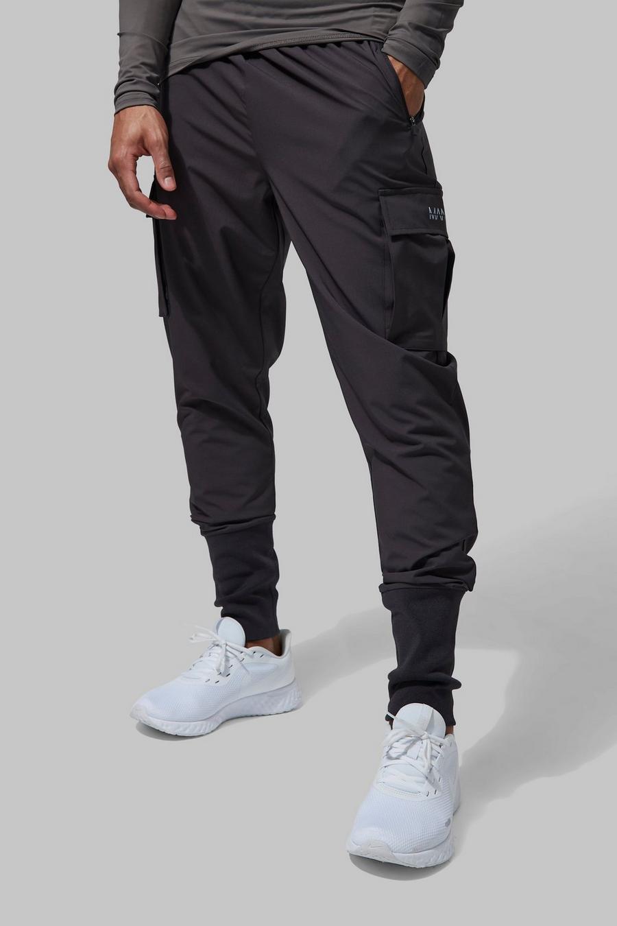 Charcoal Tall Man Active Stretch Cargo Joggers With Deep Cuff image number 1