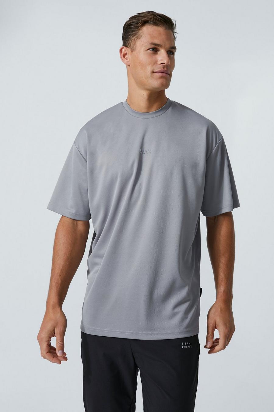 Tall - T-shirt de sport oversize en mesh - MAN Active, Grey