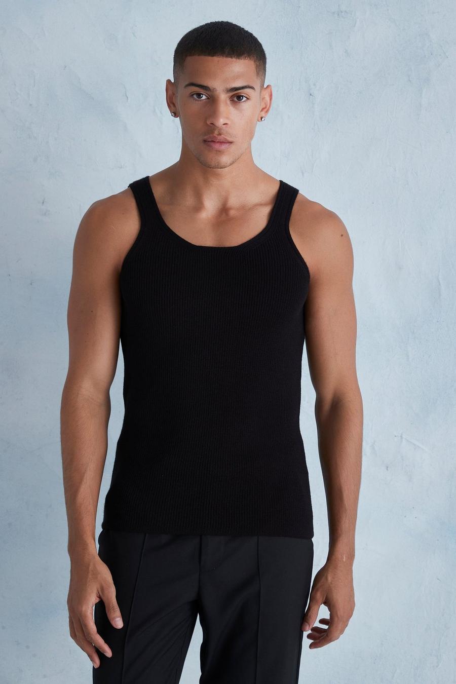 Black Pleated Knitted Tank image number 1