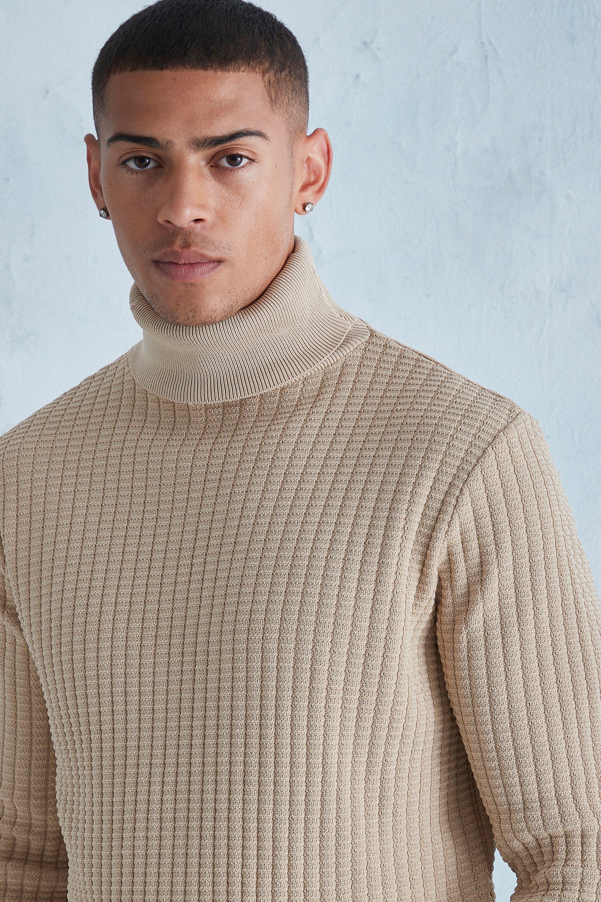 Textured Roll-Neck Sweater for Men